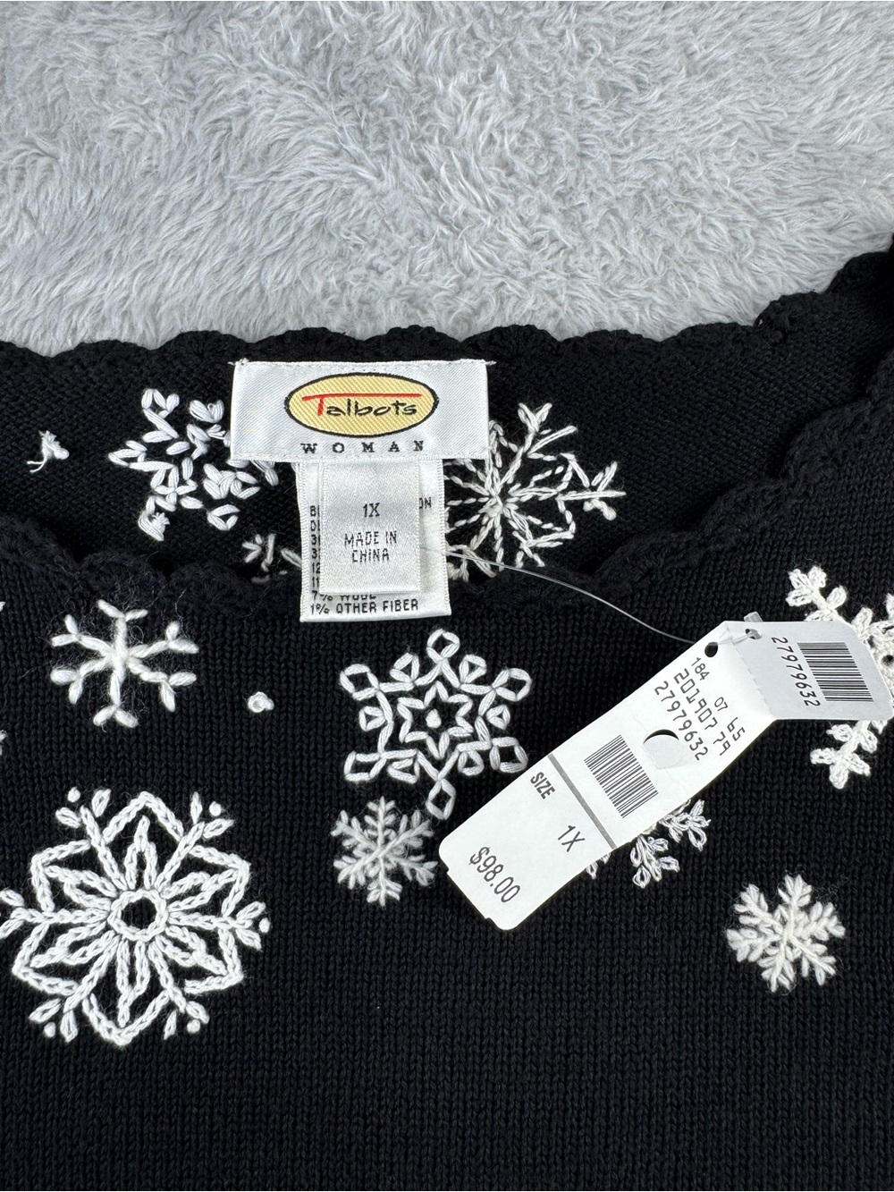 NWT Vintage Talbots Woman 1X Embroidered Snowflake Christmas Sweater - Picture 5 of 14